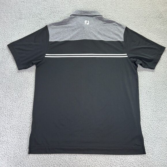 FJ Mens Gray Black Golf Performance Short Sleeve High Low Slit Polo Shirt Size M - Picture 5 of 7